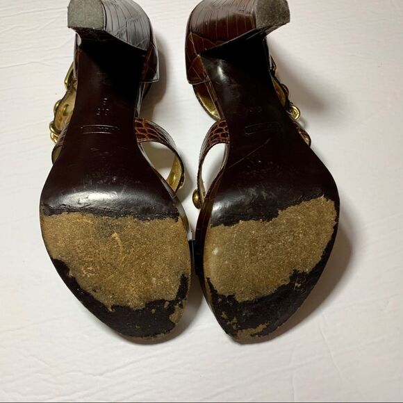 Coach Alligator Print "Iva" Gold Chain heel sz 8.5 - Picture 2 of 6